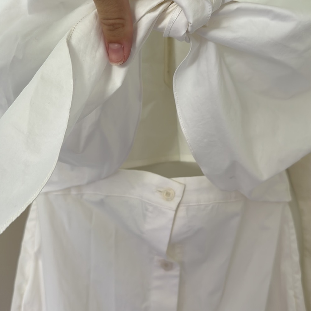 Johanna Ortiz White Button-Front Midi Dress with Tie Waist - Picture 4 of 9